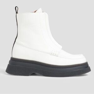 Ganni Creepers Wallaby Leather Zip Up Boots